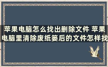 苹果电脑怎么找出删除文件 苹果电脑里清除废纸篓后的文件怎样找回